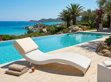 Lettino Pandora white in rattan sintetico