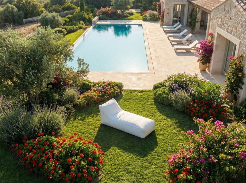 Lettino da esterno di design in tessuto tecnico bianco