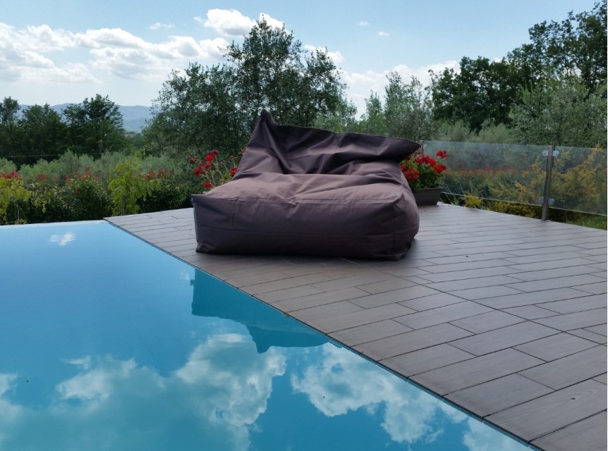 Poltrona doppia per esterno in tessuto tecnico marrone