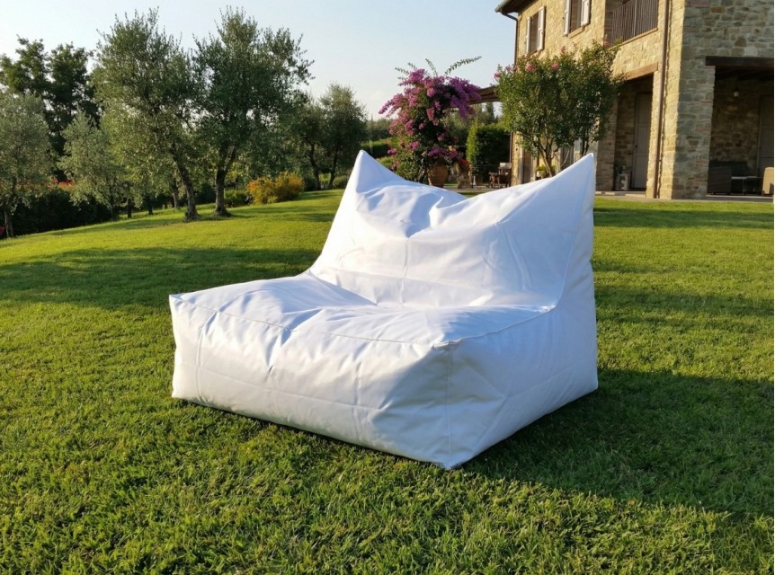 Poltrona due posti ergonomica in tessuto outdoor bianco