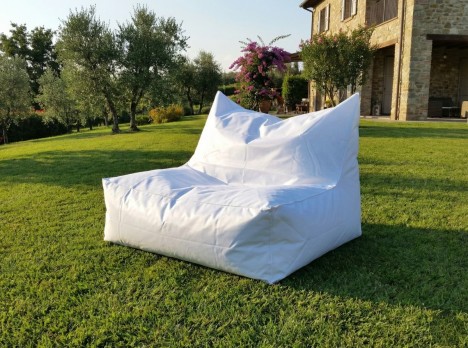 Poltrona due posti ergonomica in tessuto outdoor bianco
