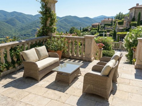 Salottino da esterno in fibra sintetica