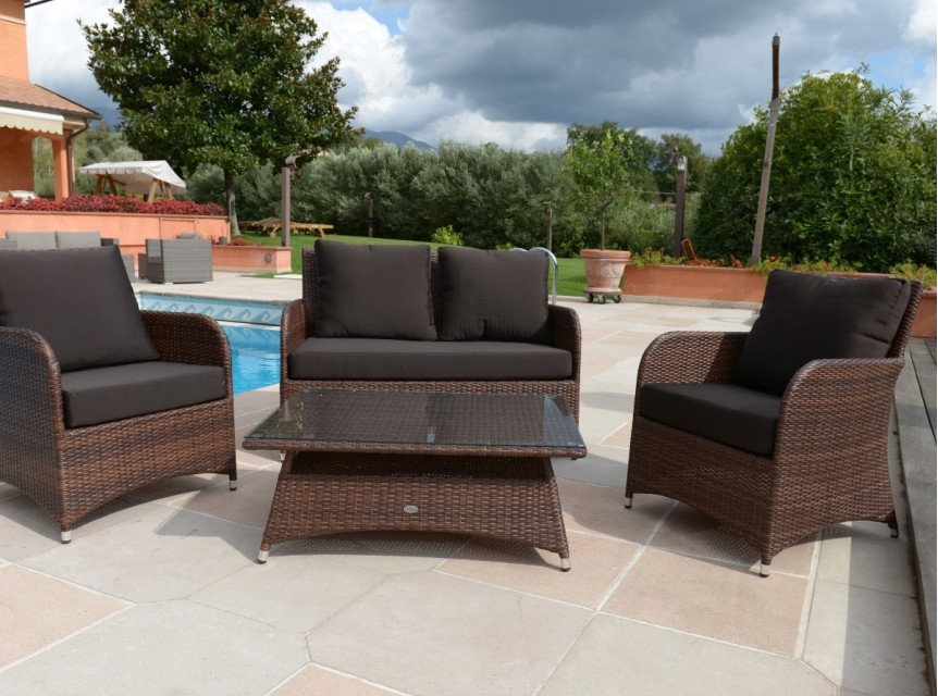 Salottino per esterno con cuscini sfoderabili