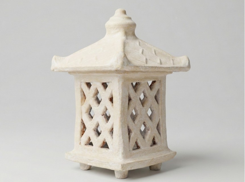 Lanterna artigianale in terracotta colore bianco
