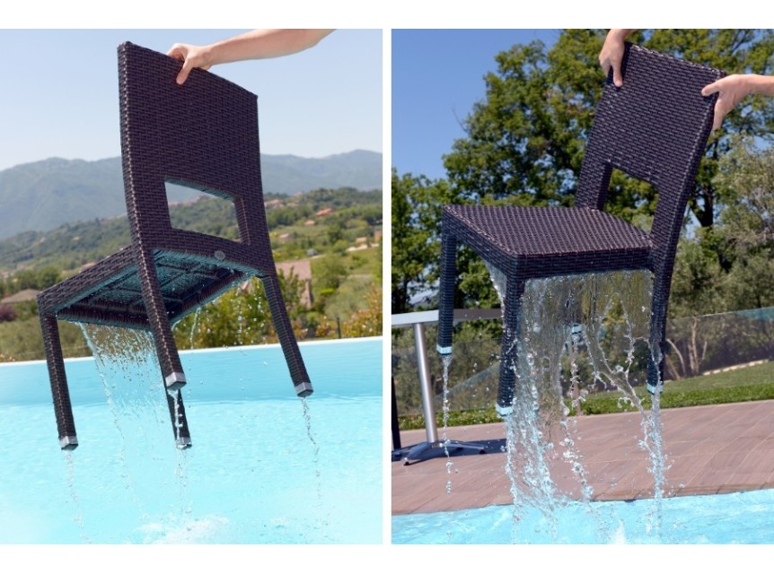 Sedie da esterno impilabili in rattan scuro