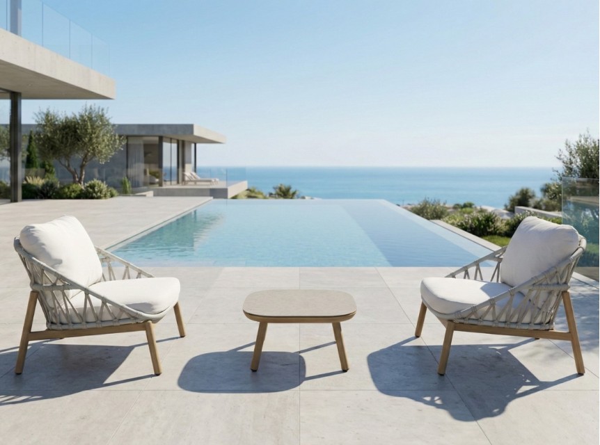 Set due posti per esterno con poltrone di design
