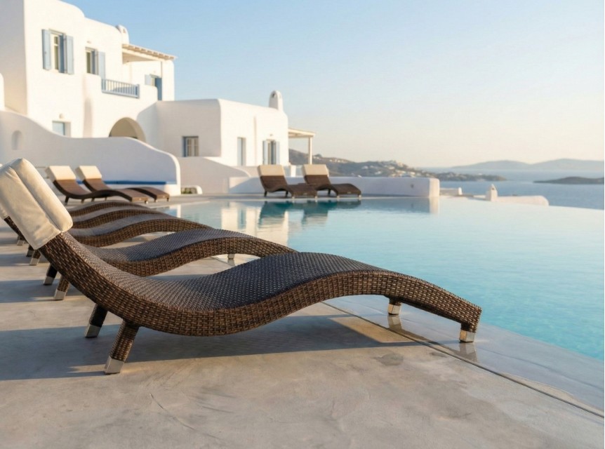 Sdraio di design in rattan per strutture ricettive