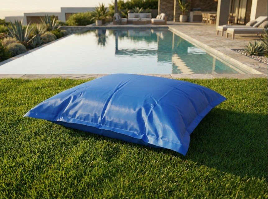 Cuscino gigante da giardino con imbottitura morbida e rivestimento in tessuto blu