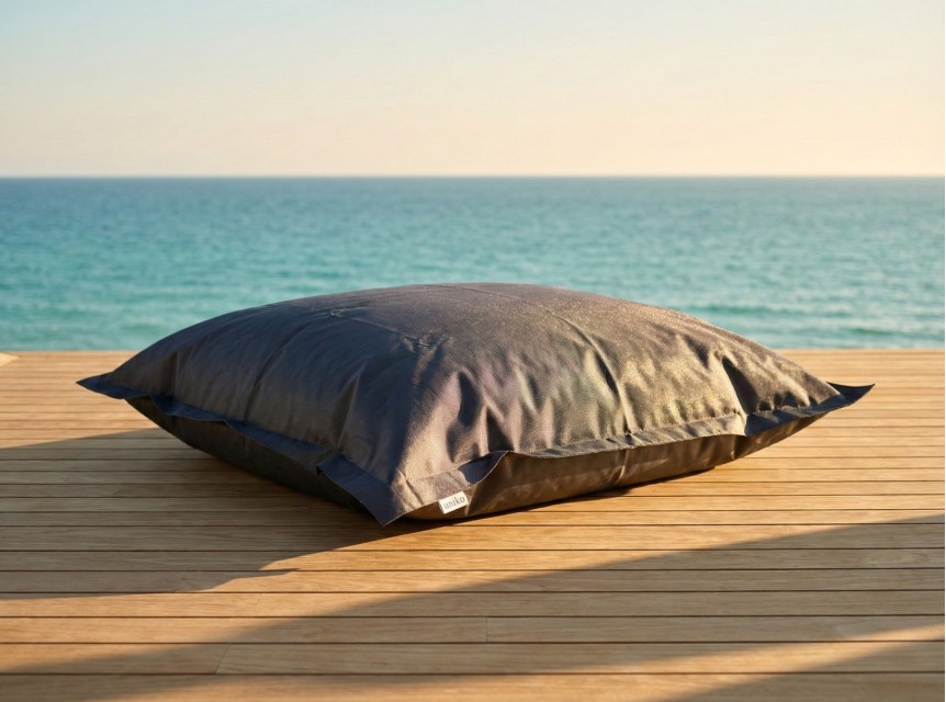Cuscino gigante per giardino con tessuto grigio ultra resistente