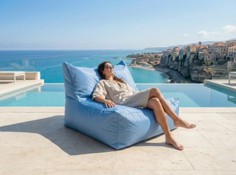 Poltrona doppia da esterno in tessuto colore carta da zucchero