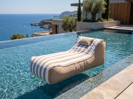 Lettino galleggiante per piscina in tessuto Olefine a strisce