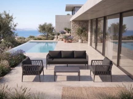 Salotto da esterno di design grigio
