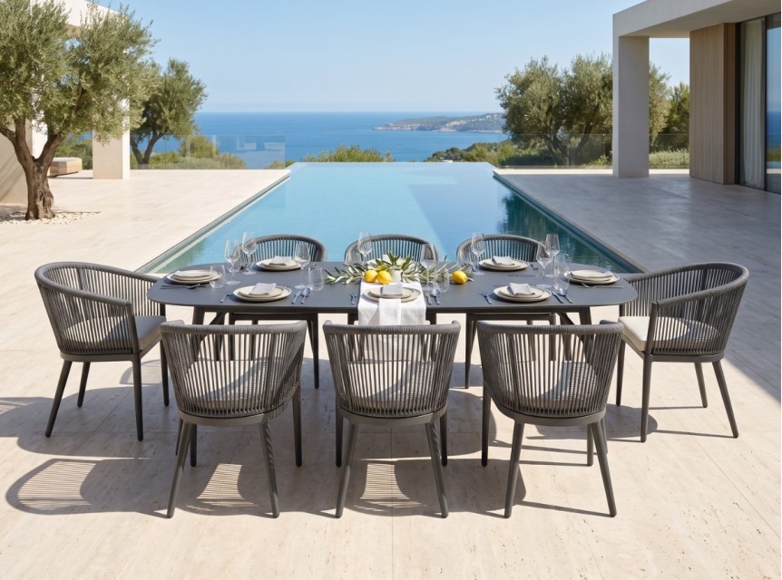 Set da pranzo per esterno di design otto posti